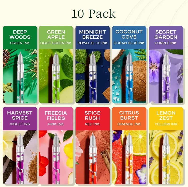 LifeLines Scented Lava Gel Pen Set, 10-Pack (Multi-Color) - 0.5mm Colored Gel Pens Infused with Scented Essential Oil Blends & Mesmerizing Lava - School Supplies for College Kids & Adults - Image 4